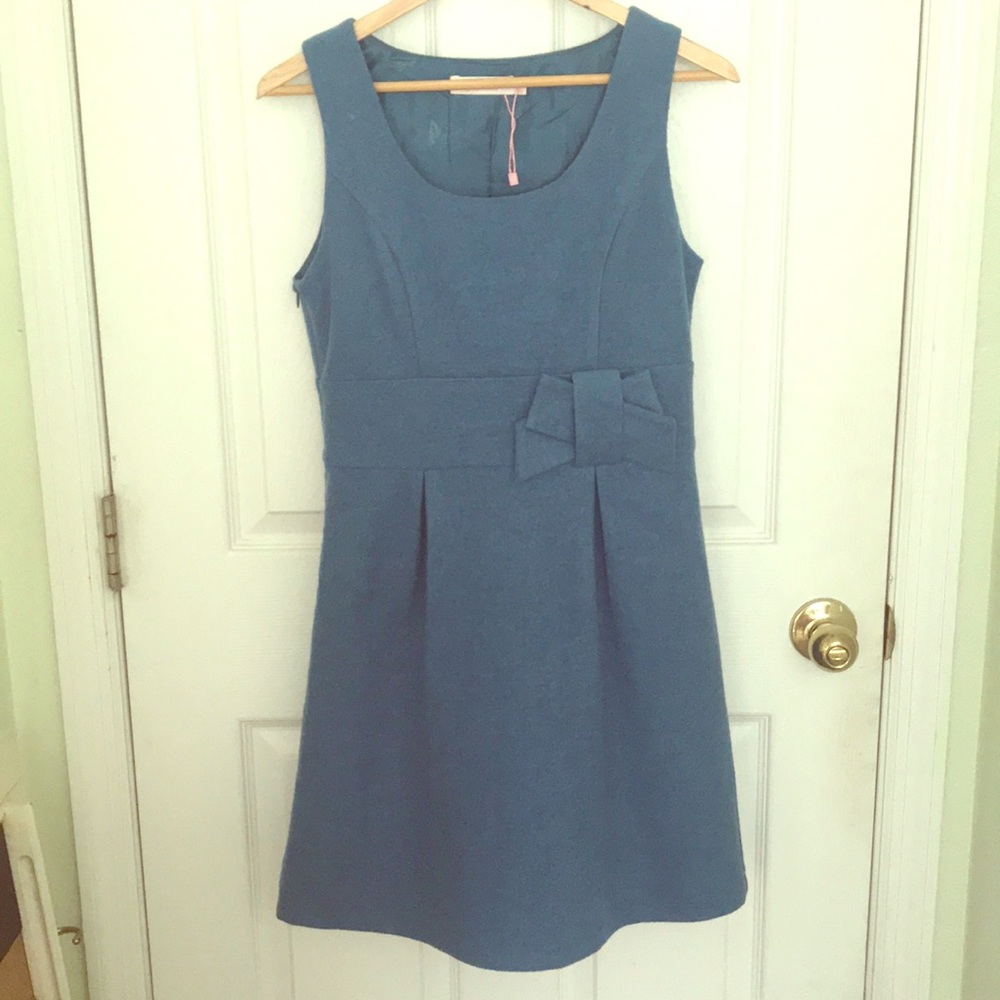 Blue Wool Midi Dress